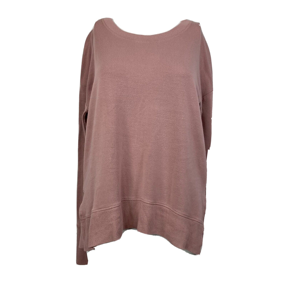 Athleta Shirt Women Sz S Mauve Pink‎ Knit Stretch High-Low Oversized Long Sleeve